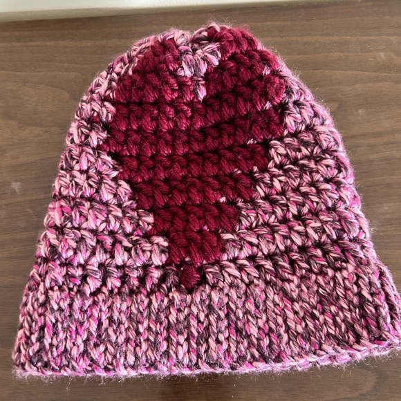 Handmade Knit Adult Heart Beanie - Picture 2 of 5